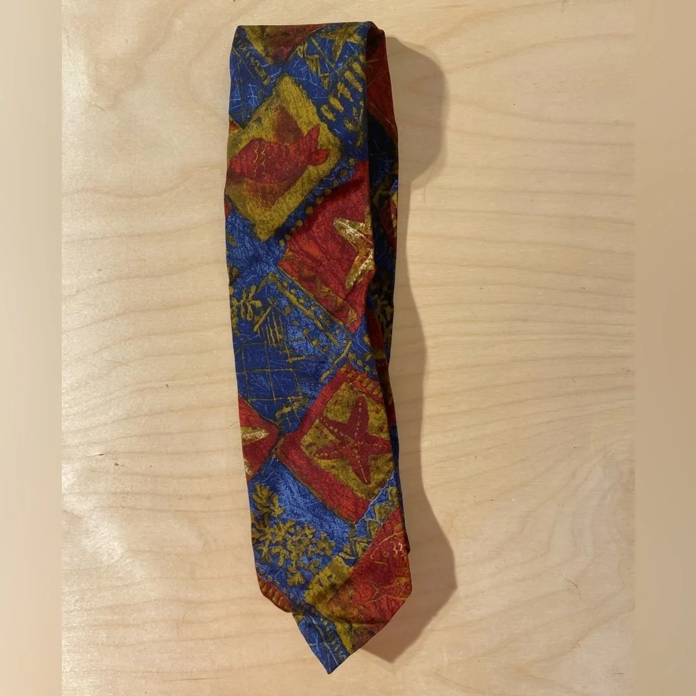 Hugo Boss Red and Blue Geometric Men's Tie (CI)